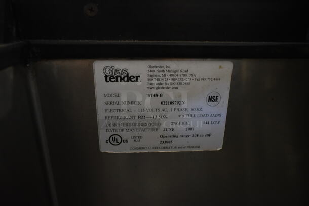Glastender ST48-B Stainless Steel Commercial Back Bar Bottle Cooler w/ 2 Sliding Lids. 115 Volts, 1 Phase. Tested and Working! - Image 6 of 6