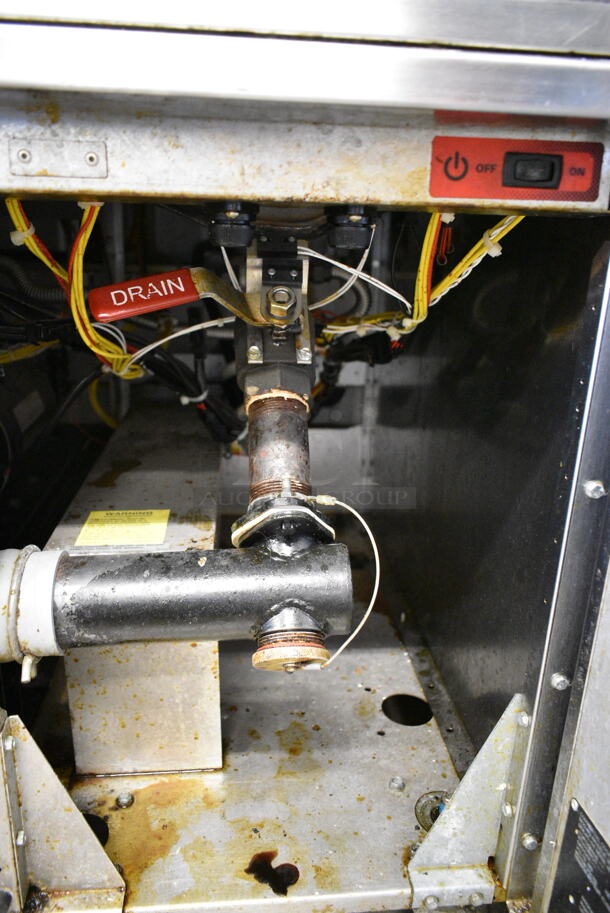 Vulcan 3ER50DF Stainless Steel Commercial Floor Style Electric Powered 3 Bay Deep Fat Fryer on Commercial Casters. 480 Volts, 3 Phase.  - Image 6 of 11