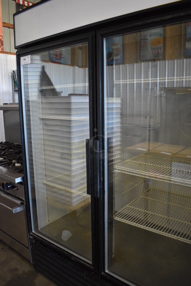 True GDM-49 Metal Commercial 2 Door Reach In Cooler Merchandiser w/ Poly Coated Racks. 115 Volts, 1 Phase. 54x30x79. Tested and Working! - Image 3 of 7