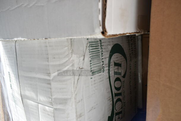 PALLET LOT of 24 BRAND NEW Boxes Including Dart 16J16 16 oz. White Customizable Foam Cup - 1000/Case, Dart 99HT1R 10" x 5 1/4" x 3" White Foam Hoagie Take Out Container with Perforated Hinged Lid - 500/Case, 50020CAFE Choice 20 oz. Café Print Poly Paper Hot Cup - 600/Case, 129MCS24B Choice 24 oz. Black Rectangular Microwavable Heavy Weight Container with Lid 8" x 5 1/4" x 2" - 150/Case, 966TALLFLDB Choice White Tall-Fold 6" x 13" Dispenser Napkin - 8000/Case, 303A45BWRAMF Acopa 4.5 oz. Bright White Fluted Porcelain Ramekin - 48/Case, 788410277WH Hoffmaster 410277 14" x 19" White Embossed Traymat with Scalloped Edge - 1000/Case, 500MFT Lavex White M-Fold (Multifold) Towel - 4000/Case, 999PTOKFT8 Kraft Microwavable Folded Paper. 24 Times Your Bid!  - Image 9 of 12