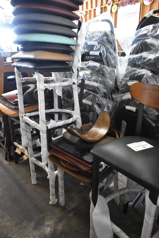 ALL ONE MONEY! 34 BRAND NEW SCRATCH AND DENT! Chair Components Including Seat Cushions and Height Chair Frames.  - Image 1 of 4