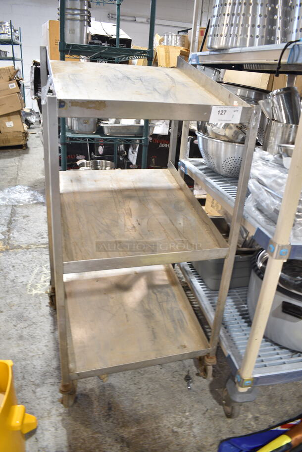 Metal 3 Tier Cart on Commercial Casters.  - Image 3 of 4