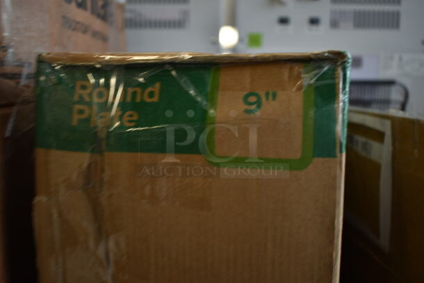 BRAND NEW IN BOX! Choice Eco 395RP09 EcoChoice Compostable Sugarcane / Bagasse 9" Plate - 500/Case - Image 4 of 4