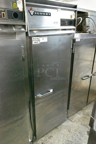Victory RS-1D-S7-EW Stainless Steel Commercial Single Door Reach In Cooler. 115 Volts, 1 Phase. Tested and Powers On But Does Not Get Cold