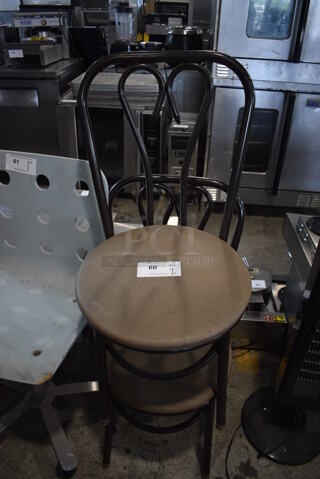 2 Black Metal Dining Chair w/ Brown Seat. 17x17x34. 2 Times Your Bid!