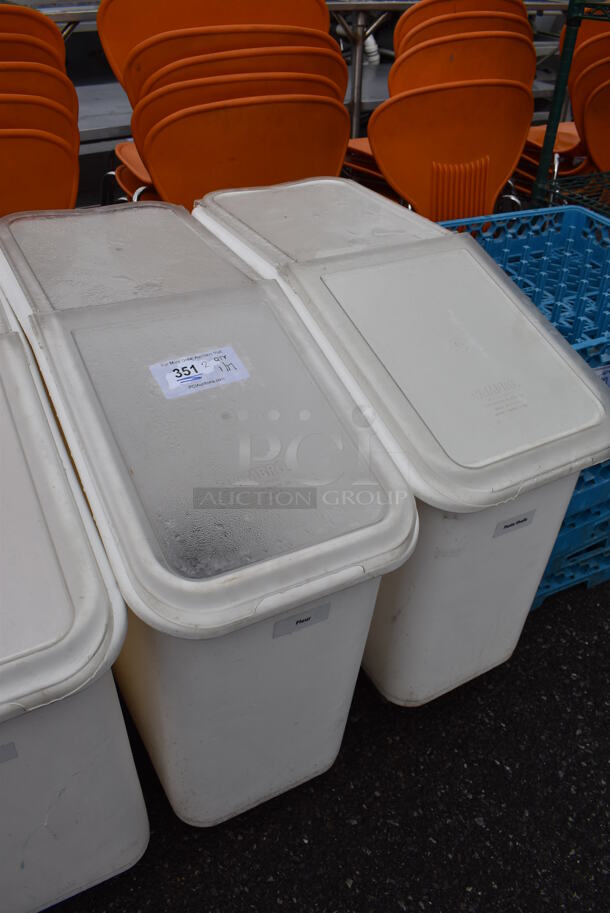 2 Cambro White Poly Ingredient Bins w/ Clear Lid on Commercial Casters. 13x30x30. 2 Times Your Bid! - Image 2 of 5