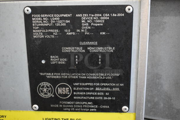 Sir Lawrence LG400 Stainless Steel Commercial Floor Style Propane Gas Powered Rethermalizer on Commercial Casters. 120,000 BTU. - Image 6 of 6