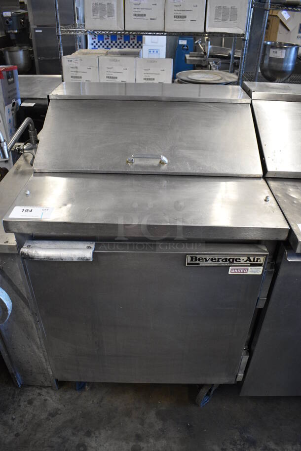 Beverage Air SP27 Stainless Steel Commercial Sandwich Salad Pre Table Bain Marie Mega Top on Commercial Casters. 115 Volts, 1 Phase. 27x29x42. Tested and Working! - Image 1 of 7
