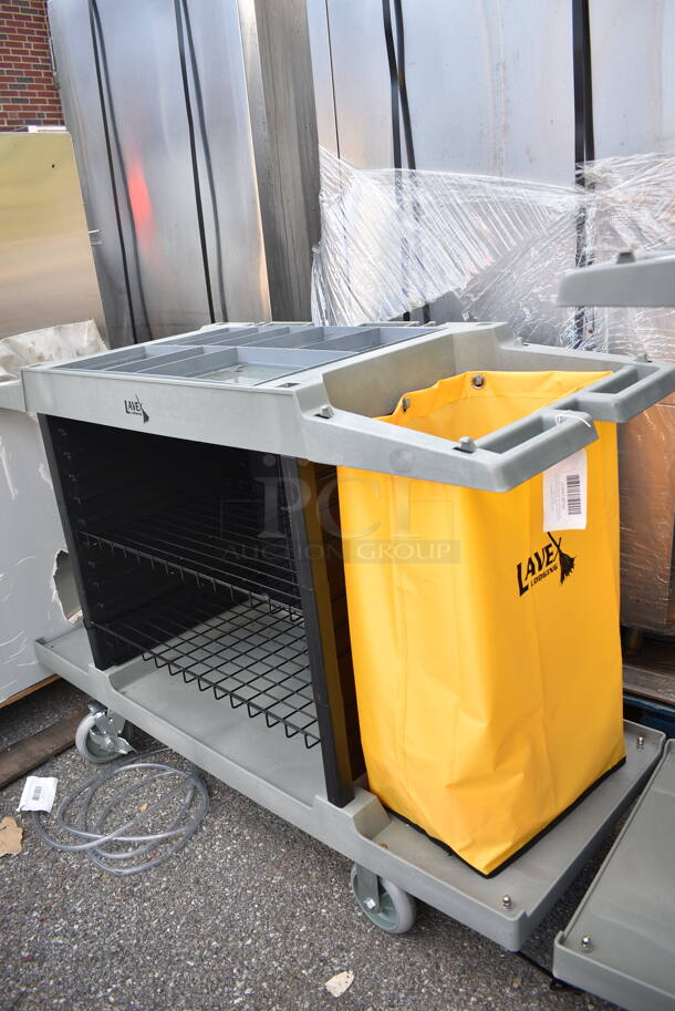BRAND NEW SCRATCH AND DENT! Lavex 274HKCARTSM Hotel / Housekeeping Cart - Small Three Shelf on Commercial Casters.  - Image 2 of 8