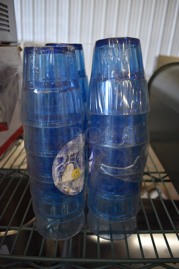ALL ONE MONEY! Lot of 24 Blue Poly Beverage Tumblers. 3x3x3.5