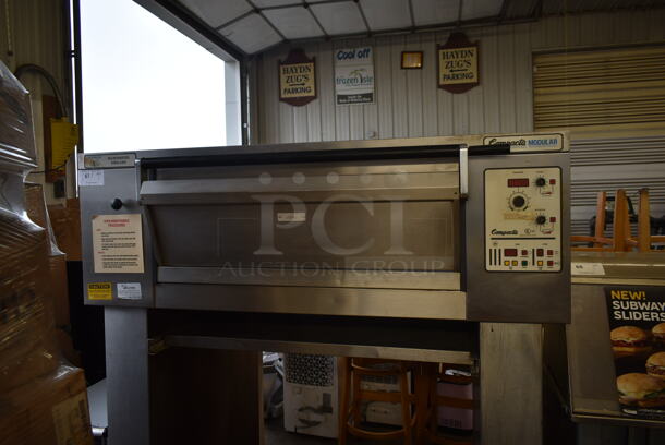 Compacta Modular H6 MK4 MTS 1.2.8 Stainless Steel Commercial Floor Style Electric Powered Single Deck Pizza Oven Bakery Oven on Metal Legs w/ Commercial Casters. 208 Volts, 3 Phase.  - Image 2 of 7