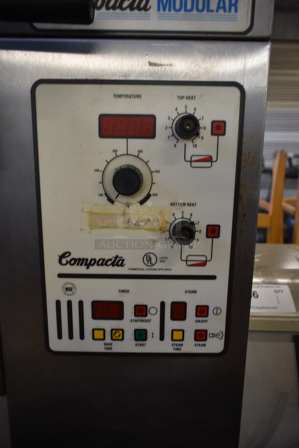 Compacta Modular H6 MK4 MTS 1.2.8 Stainless Steel Commercial Floor Style Electric Powered Single Deck Pizza Oven Bakery Oven on Metal Legs w/ Commercial Casters. 208 Volts, 3 Phase.  - Image 4 of 7