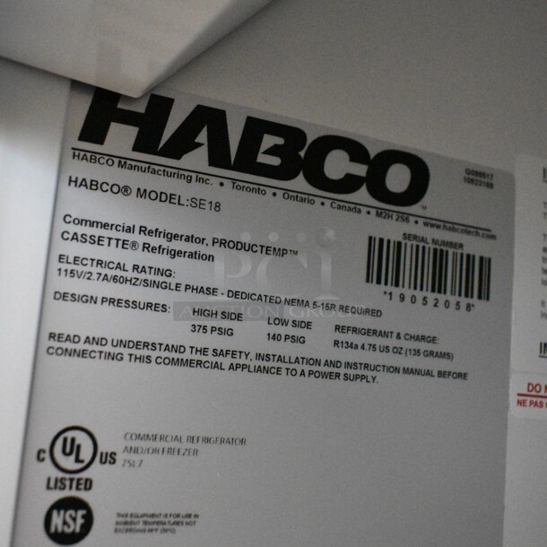 2019 Habco SE18 Metal Commercial Single Door Reach In Cooler Merchandiser w/ Poly Coated Racks. 115 Volts, 1 Phase. Tested and Working! - Image 4 of 4