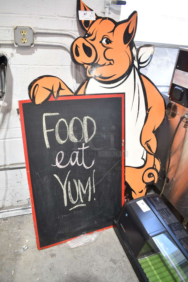 2 Signs; Chalkboard Menu w/ Pig and Pig Meat Chart. 40.5x0.5x60, 27x1x40.5. 2 Times Your Bid! - Image 3 of 3