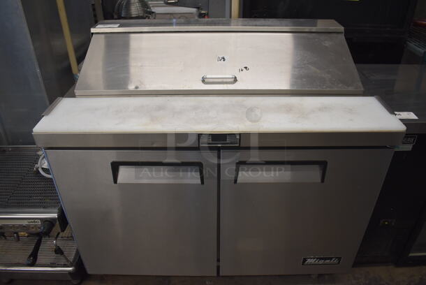 2020 Migali C-SP48-12-HC Stainless Steel Commercial Sandwich Salad Prep Table Bain Marie Mega Top on Commercial Casters. 115 Volts, 1 Phase. 48x30x45. Tested and Working! - Image 1 of 8