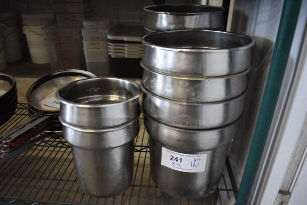 11 Various Metal Cylindrical Drop In Bins. Includes 7x7x8. 11 Times Your Bid!