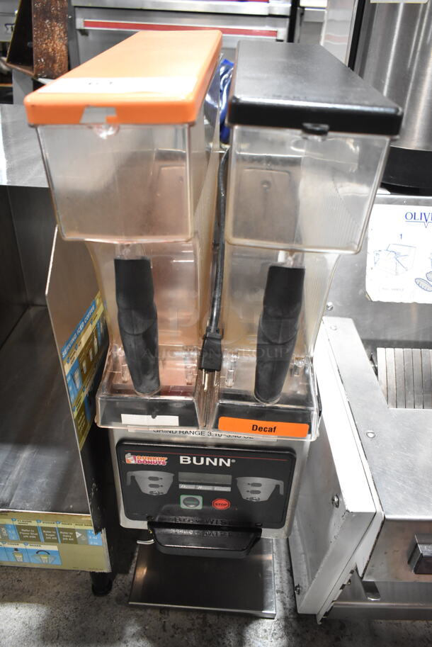 2016 Bunn MHG Stainless Steel Commercial Countertop 2 Hopper Coffee Bean Grinder. 120 Volts, 1 Phase. Tested and Working! - Image 1 of 6