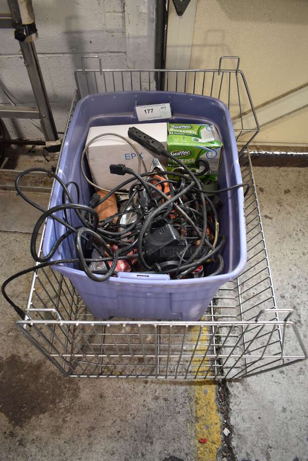 ALL ONE MONEY! Lot of Various Wires, Bin, and Metal Basket