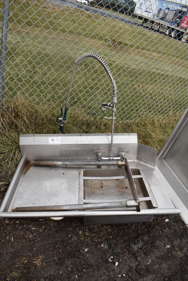 Stainless Steel Commercial Left Side Dirty Side Dishwasher Table w/ Spray Nozzle Attachment. Goes GREAT w/ Lots 344 and 355! 48x30x32