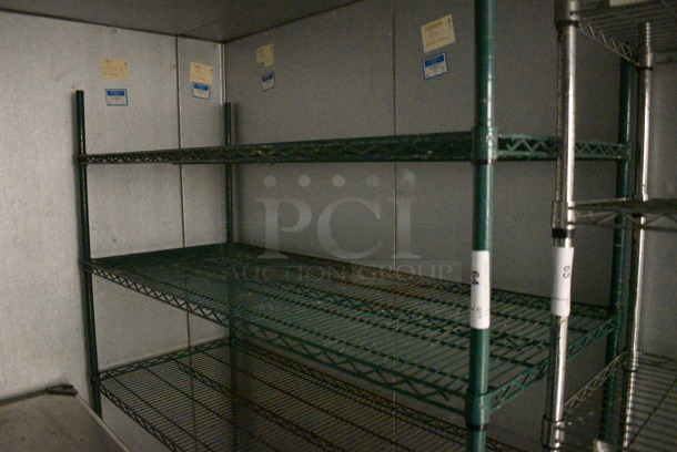 Green Finish 4 Tier Wire Shelving Unit. BUYER MUST DISMANTLE. PCI CANNOT DISMANTLE FOR SHIPPING. PLEASE CONSIDER FREIGHT CHARGES. 60x24x72. (kitchen) - Image 2 of 4