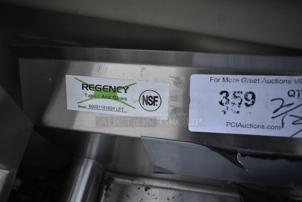 BRAND NEW SCRATCH AND DENT! Regency 600S1181824 LFT Stainless Steel Commercial Single Bay Sink w/ Left Side Drain Board. Bay 18x18. Drain Board 22x20 - Image 5 of 6