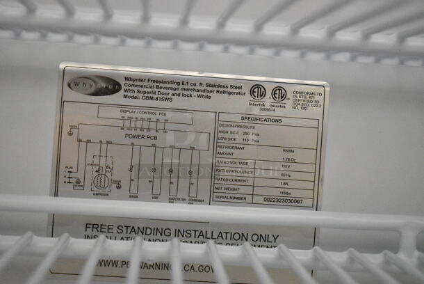 BRAND NEW SCRATCH AND DENT! Whynter CBM-815WS Freestanding 8.1 CF Commercial Beverage Merchandiser. 115 Volt, 1 Phase. Tested and Working! - Image 7 of 7