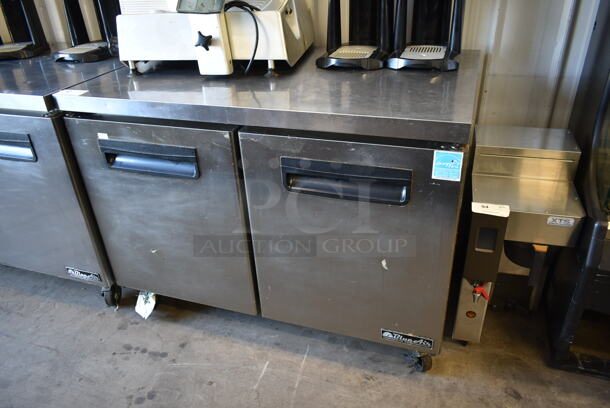 Blue Air BLUR48 Stainless Steel Commercial 2 Door Undercounter Cooler on Commercial Casters. 115 Volts, 1 Phase. Tested and Working! - Image 1 of 7