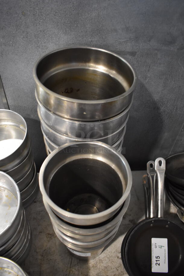 ALL ONE MONEY! Lot of 12 Stainless Steel Cylindrical Bins. 7.5x7.5x8, 9.5x9.5x9 - Image 4 of 8
