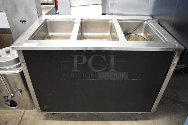 Stainless Steel Commercial 3 Well Steam Table. 115 Volts, 1 Phase. 46x28x35. Tested and Does Not Power On