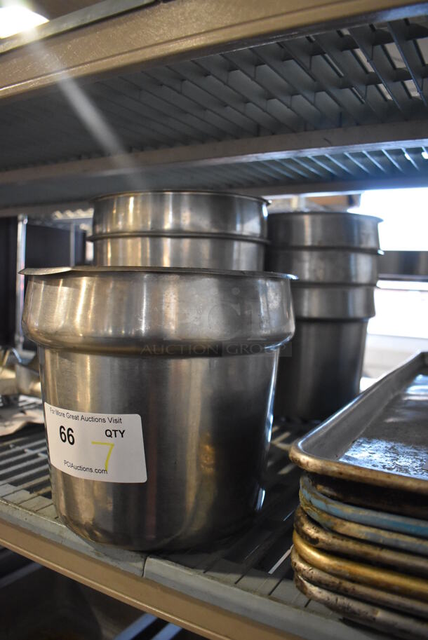 7 Stainless Steel Cylindrical Drop In Bins. 9.5x9.5x8. 7 Times Your Bid! - Image 3 of 4