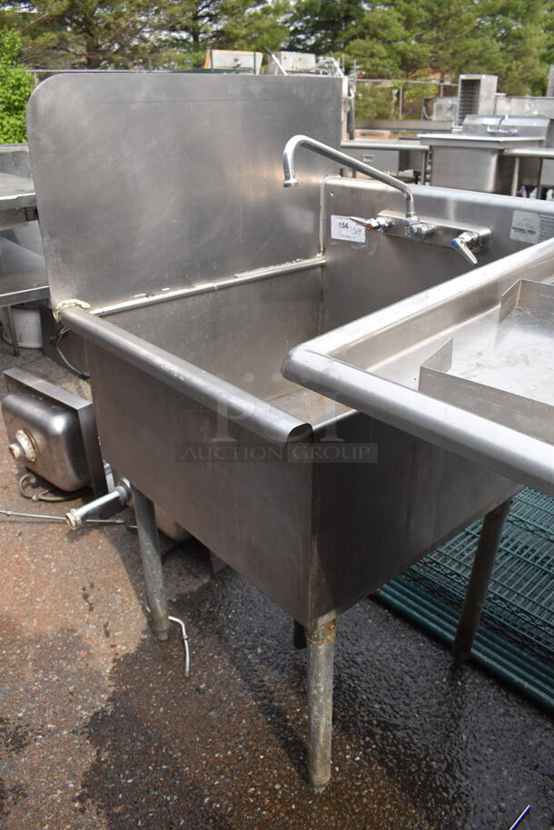 Commercial Stainless Steel 1 Bay Sink With Faucet And Side Splash - Image 3 of 5