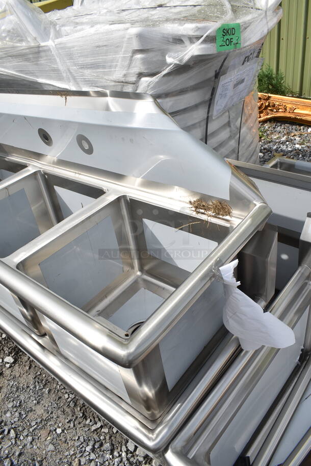 2 BRAND NEW SCRATCH AND DENT! Regency 600S31515 54" 16-Gauge Stainless Steel Three Compartment Commercial Sink with Galvanized Steel Legs and without Drainboards - 15" x 15" x 12" Bowls. No Legs. 2 Times Your Bid! - Image 3 of 10