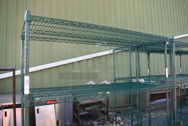 Eagle Green Finish 4 Tier Wire Shelving Unit. BUYER MUST DISMANTLE. PCI CANNOT DISMANTLE FOR SHIPPING. PLEASE CONSIDER FREIGHT CHARGES. 60x24x74 - Image 3 of 3