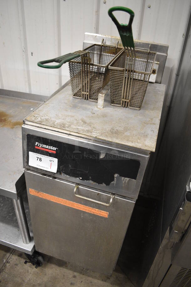 Frymaster Model GF14SD Stainless Steel Commercial Floor Style Natural Gas Powered Deep Fat Fryer w/ 2 Metal Fry Baskets and Lid. 100,000 BTU. 15.5x29x44.5 - Image 4 of 7