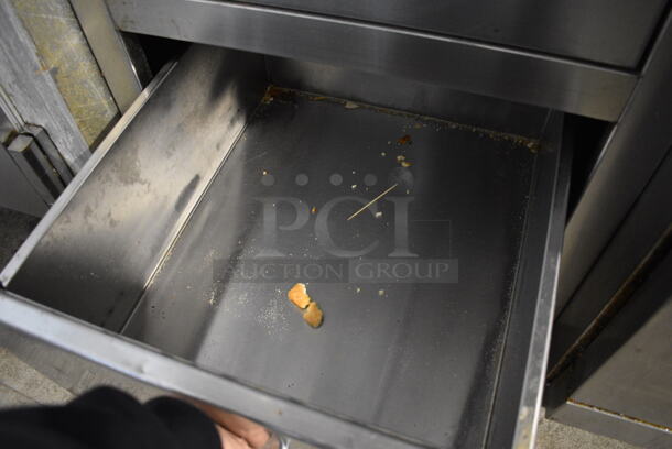 Stainless Steel Commercial Counter w/ 2 Drawers and 2 Over Shelves. 24x25.5x68 - Image 4 of 5