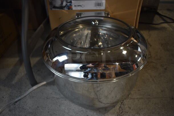 BRAND NEW IN BOX! Acopa 407IND11CHAF Stainless Steel Countertop 11 Quart w/ Glass Top Induction Chafer. 17x20x13