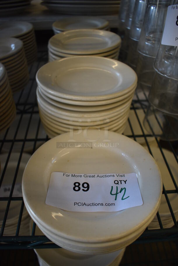 42 White Ceramic Plates. 6.5x6.5x1. 42 Times Your Bid!