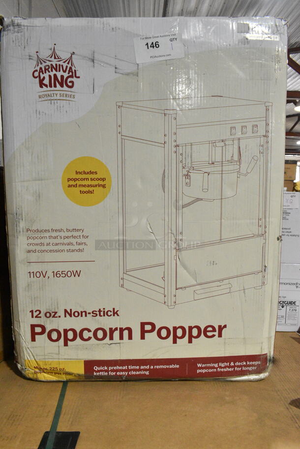 BRAND NEW SCRATCH AND DENT! Carnival King 382PM50NR Royalty Series 12 oz. Red Commercial Popcorn Machine / Popper. 120 Volts, 1 Phase. Tested and Working! - Image 2 of 3