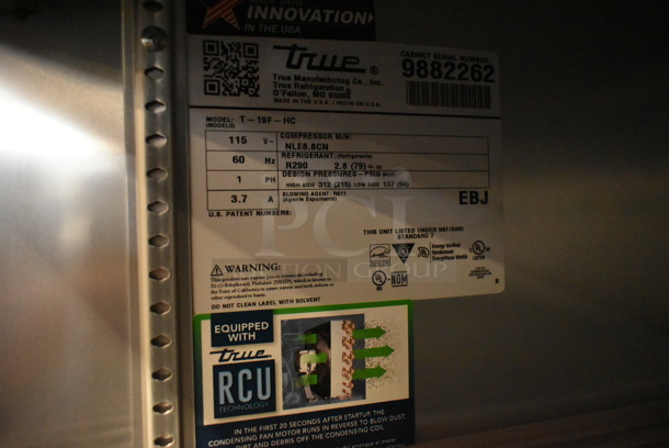 2020 True T-19F-HC ENERGY STAR Stainless Steel Commercial Single Door Reach In Freezer w/ Poly Coated Racks. 115 Volts, 1 Phase. Tested and Working! - Image 5 of 5