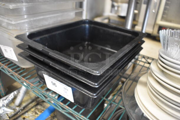 ALL ONE MONEY! Lot of 3 Black Poly 1/2 Size Drop In Bins! 1/2x4 - Image 2 of 3