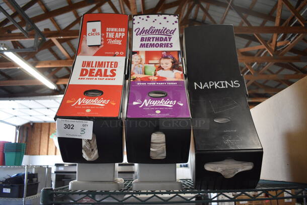 3 Poly Countertop Napkin Dispensers. Includes 7.5x14x26, 7.5x16x24. 3 Times Your Bid!