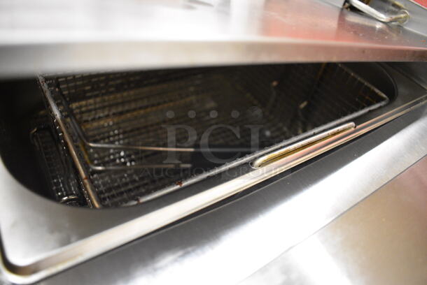 IN ORIGINAL BOX! Avantco 177F102 Stainless Steel Commercial Countertop Electric Powered 2 Bay Fryer w/ 2 Metal Baskets and 2 Lids. 23x16x12 - Image 3 of 6