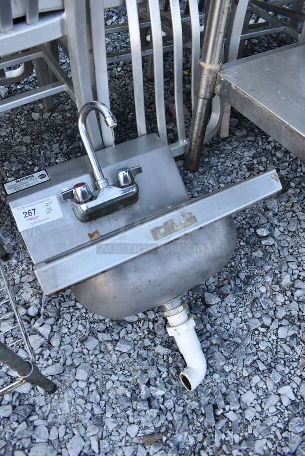 Krowne Stainless Steel Commercial Single Bay Wall Mount Sink w/ Faucet and Handles. 16x16x22 - Image 3 of 6