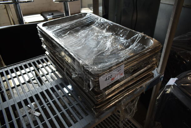ALL ONE MONEY! Lot of 21 Stainless Steel Full Size Drop In Bins. - Image 2 of 4