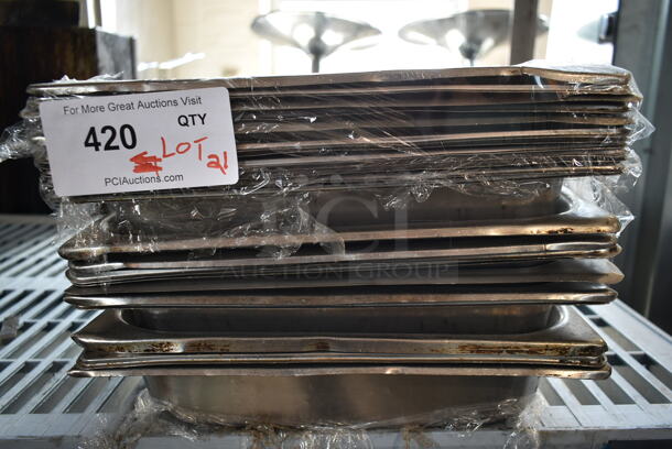 ALL ONE MONEY! Lot of 21 Stainless Steel Full Size Drop In Bins. - Image 4 of 4