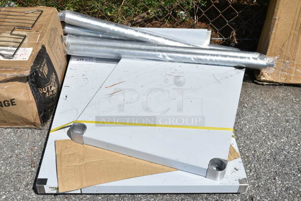 BRAND NEW SCRATCH AND DENT! Regency 600TB3024G 30" x 24" 18-Gauge 304 Stainless Steel Equipment Filler Table with Backsplash and Galvanized Undershelf - Image 4 of 5
