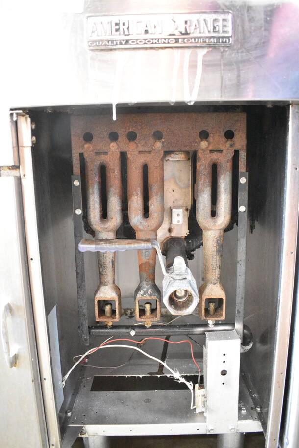 American Range Stainless Steel Commercial Floor Style Natural Gas Powered Deep Fat Fryer.  - Image 3 of 3