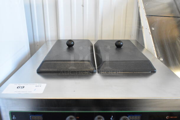 Wellspring Model SSI-143S Stainless Steel Commercial Floor Style Air Cooled 2 Flavor w/ Twist Soft Serve Ice Cream Machine on Commercial Casters. 220 Volts, 1 Phase.  - Image 5 of 7