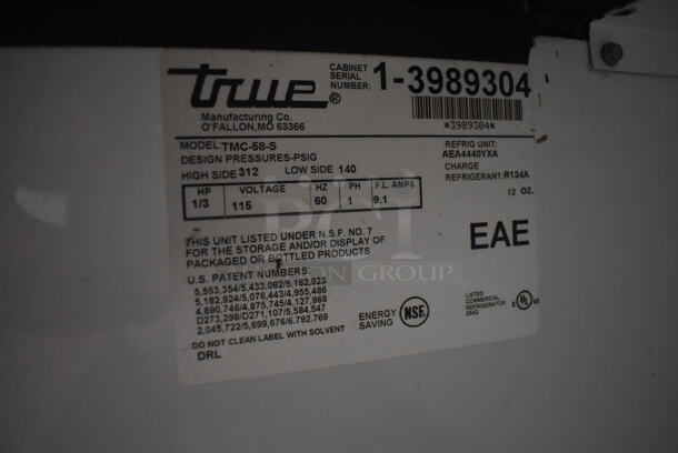 True TMC-58-S Stainless Steel Commercial Milk Cooler on Commercial Casters. 115/208-240 Volts, 1 Phase. 58x34x47 - Image 4 of 6