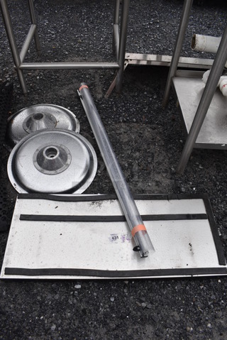 ALL ONE MONEY! Lot of 2 Metal Table Bases, Metal Panel and Poly Screen